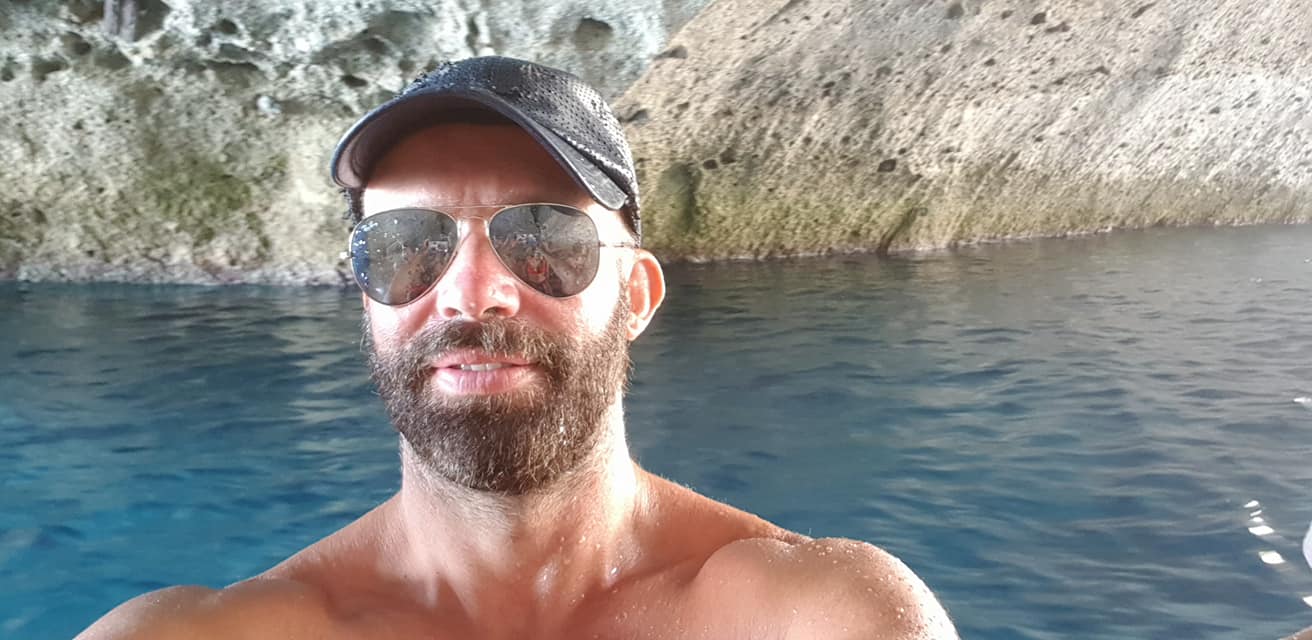 Yannis Divramis at Kleftiko on Milos, one of his favourite places